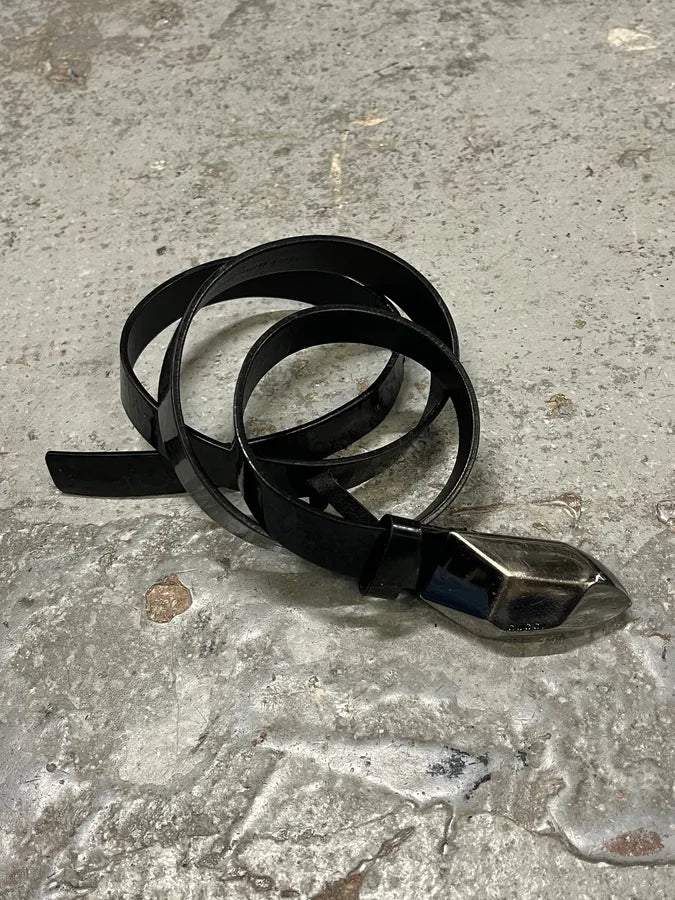 2000s Gucci Stone Buckle Black Leather Belt AEbjVHV 2