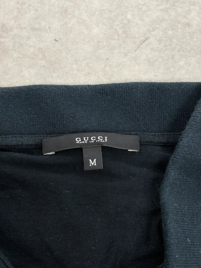 2010s Gucci Striped Collar Navy Polo Shirt MegUNZj 6