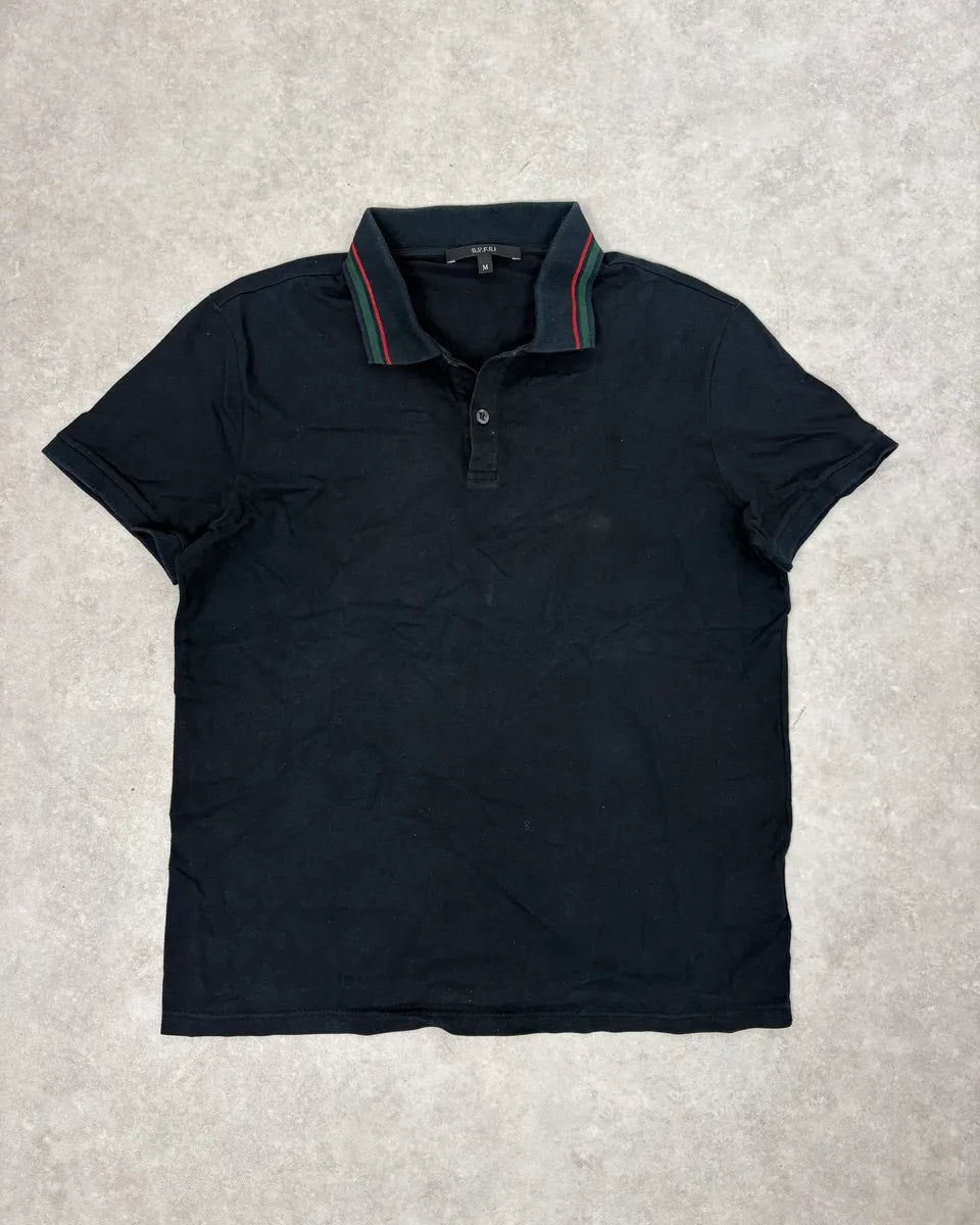 2010s Gucci Striped Collar Navy Polo Shirt MegUNZj 0