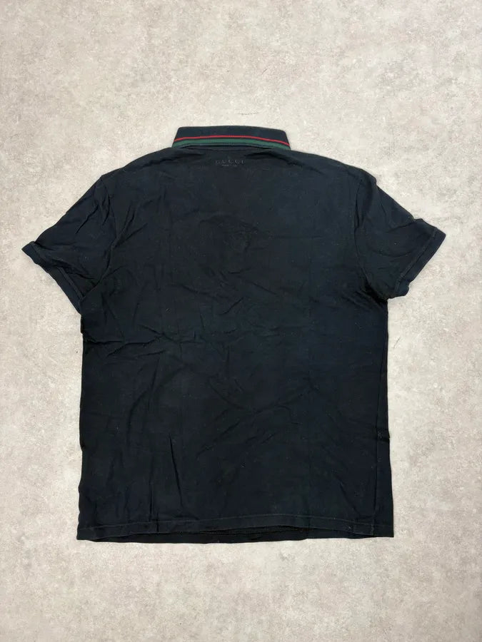 2010s Gucci Striped Collar Navy Polo Shirt MegUNZj 5
