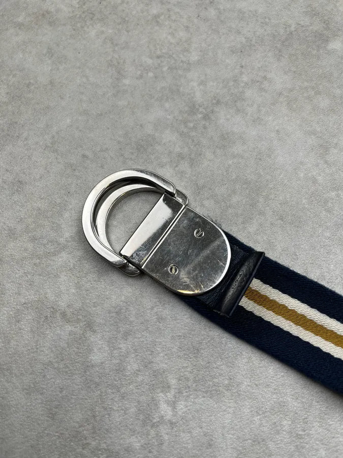 2000s Gucci Stripes Blue & Yellow Canvas Belt HLRTCcy 7