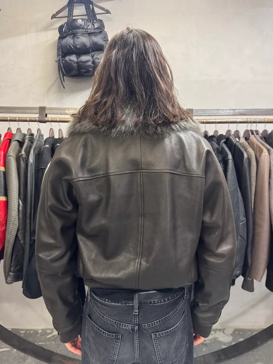 2000s Gucci Tom Ford Rabbit Fur Brown Leather Jacket (M) jdurUHG 10