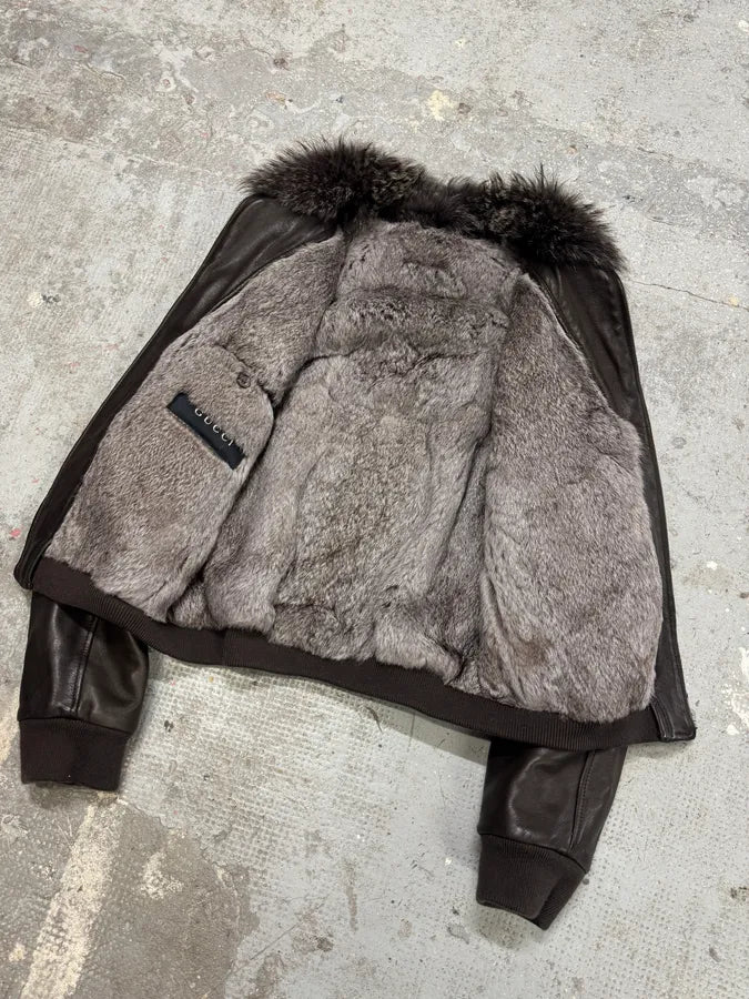 2000s Gucci Tom Ford Rabbit Fur Brown Leather Jacket – Dolce Vita Hub