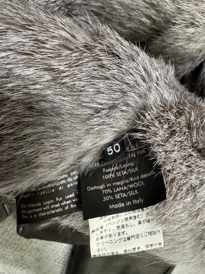 2000s Gucci Tom Ford Rabbit Fur Brown Leather Jacket (M) jdurUHG 5