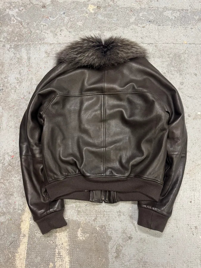 2000s Gucci Tom Ford Rabbit Fur Brown Leather Jacket (M) jdurUHG 7