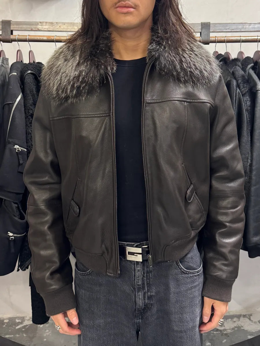 2000s Gucci Tom Ford Rabbit Fur Brown Leather Jacket (M) jdurUHG 9