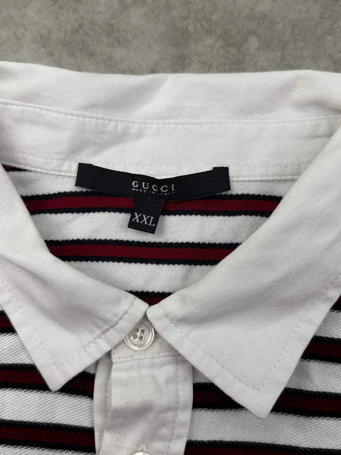 SS2008 Gucci White & Bordeaux Striped Polo by Frida Giannini pbUAbrF 7