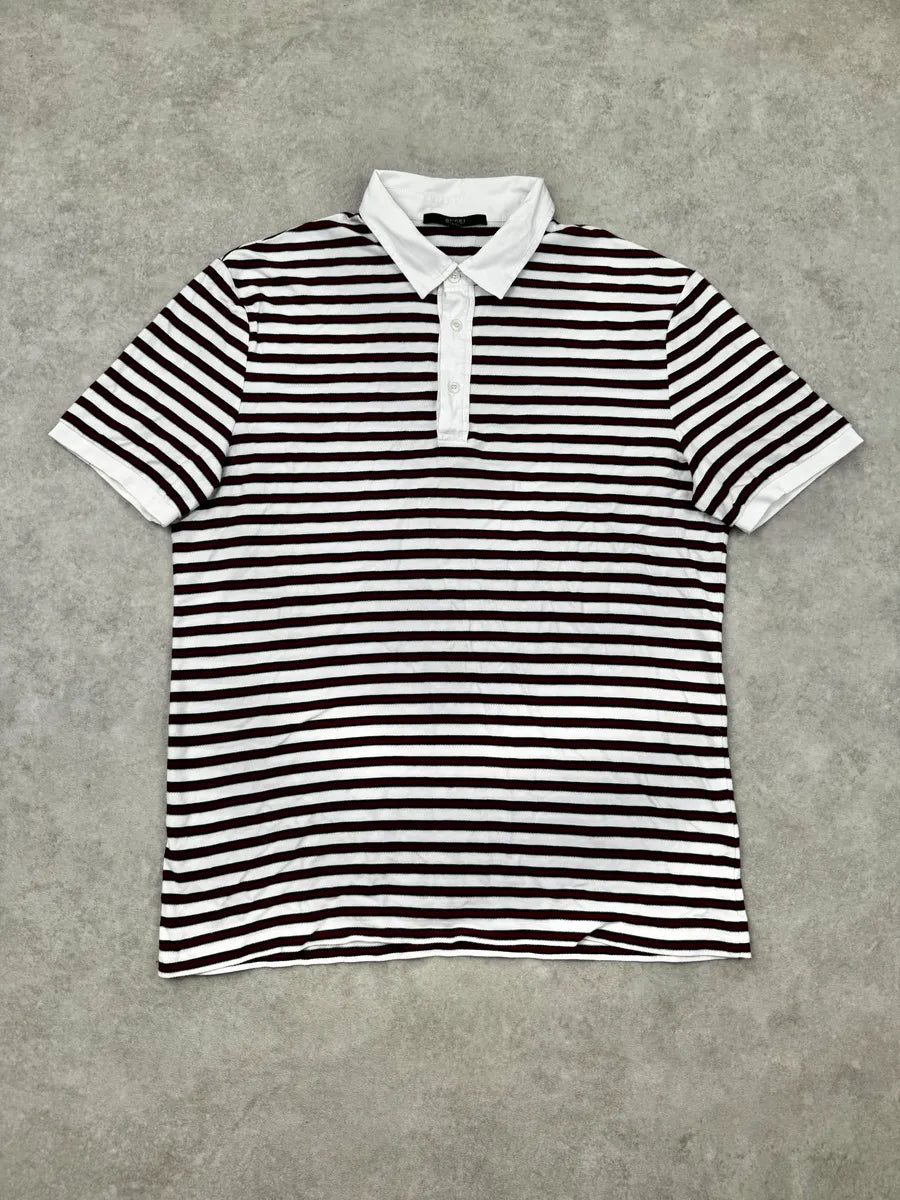 SS2008 Gucci White & Bordeaux Striped Polo by Frida Giannini pbUAbrF 2