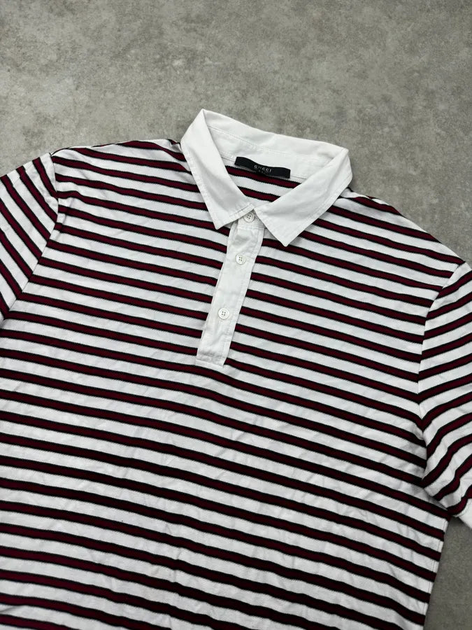SS2008 Gucci White & Bordeaux Striped Polo by Frida Giannini pbUAbrF 4