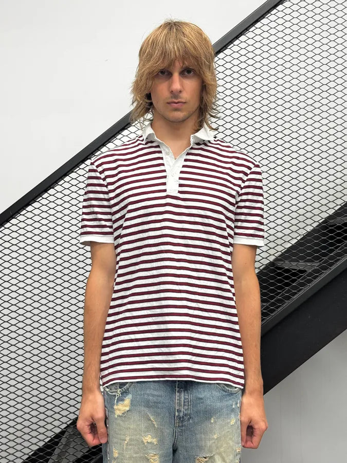 SS2008 Gucci White & Bordeaux Striped Polo by Frida Giannini pbUAbrF 0