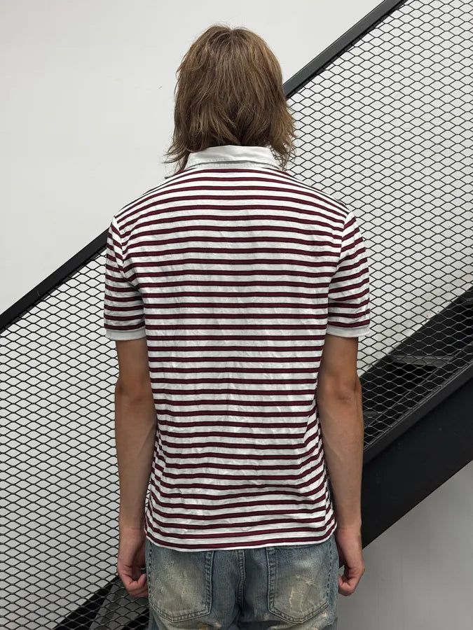 SS2008 Gucci White & Bordeaux Striped Polo by Frida Giannini pbUAbrF 1