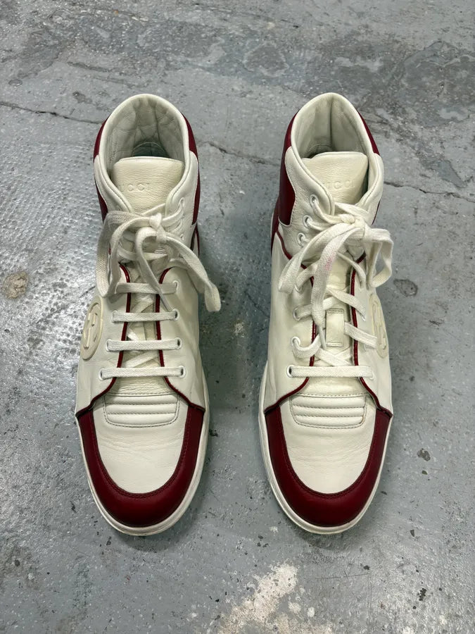 2000s Gucci White & Red High G Sneakers wPoGbxP 1