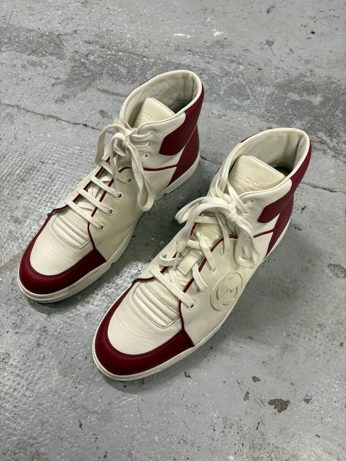 2000s Gucci White & Red High G Sneakers wPoGbxP 2
