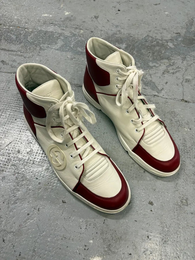 2000s Gucci White & Red High G Sneakers wPoGbxP 3