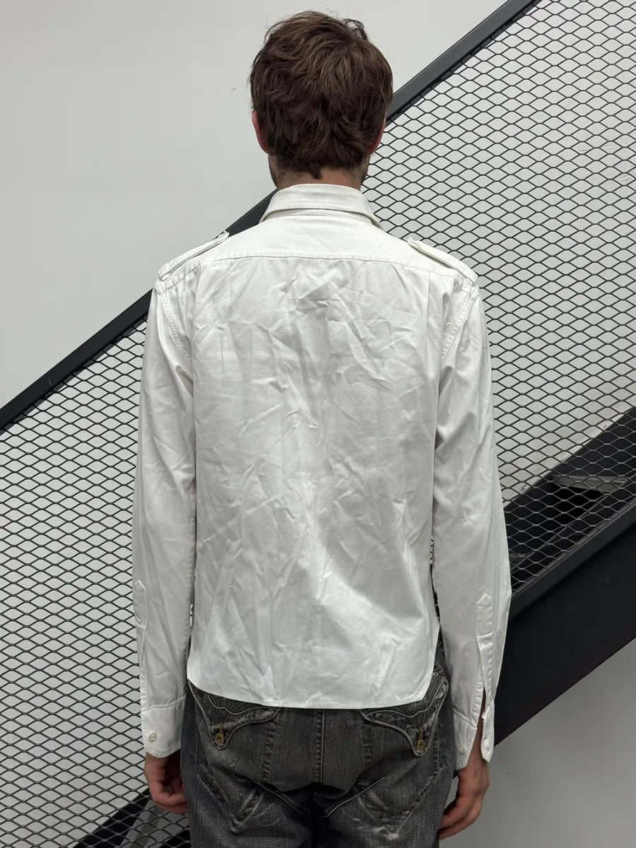 SS2002 Gucci White Officer Cargo Bondage Over Shirt ukppYPw 4