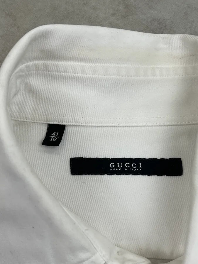 SS2002 Gucci White Officer Cargo Bondage Over Shirt ukppYPw 11