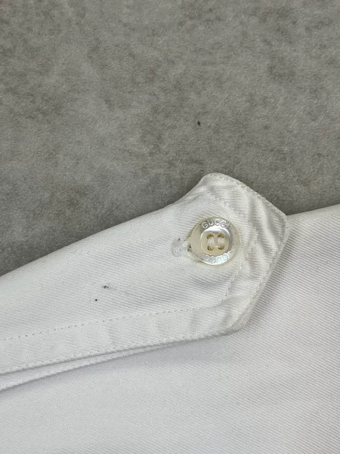 SS2002 Gucci White Officer Cargo Bondage Over Shirt ukppYPw 14