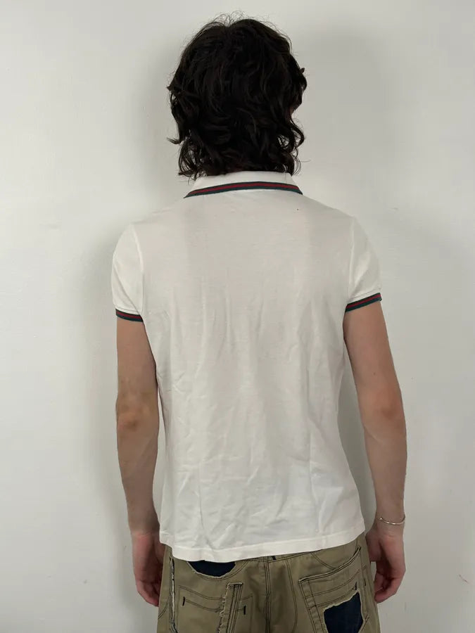2000s Gucci White Embroidered Logo Polo QcebuNY 2