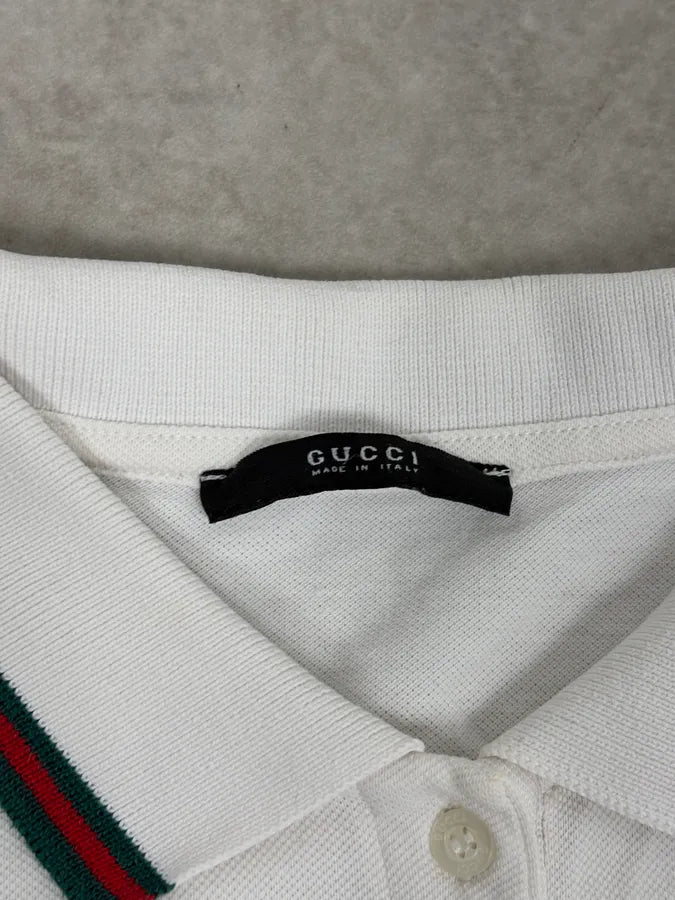 2000s Gucci White Embroidered Logo Polo QcebuNY 7