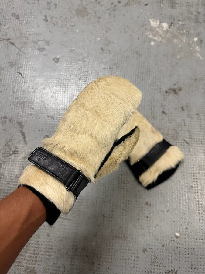 2000s Gucci White Fur Leather Gloves NIuYpGq 0