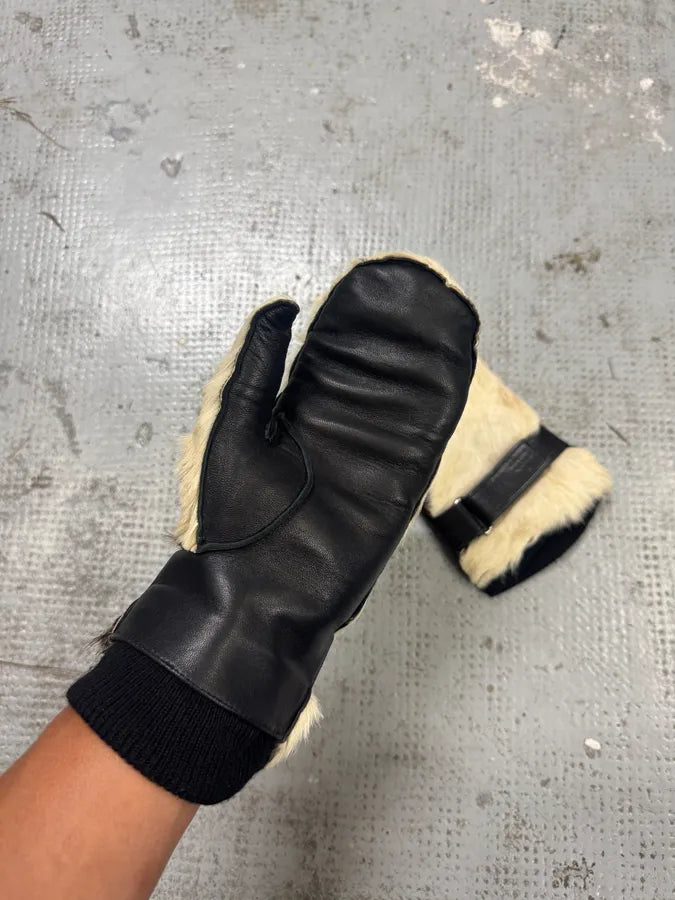 2000s Gucci White Fur Leather Gloves NIuYpGq 1