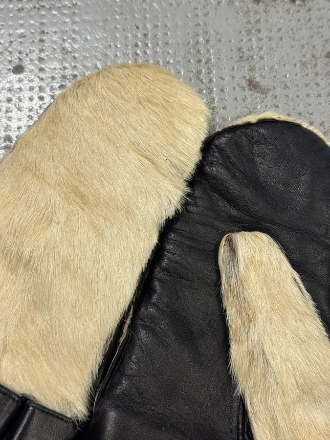 2000s Gucci White Fur Leather Gloves NIuYpGq 5