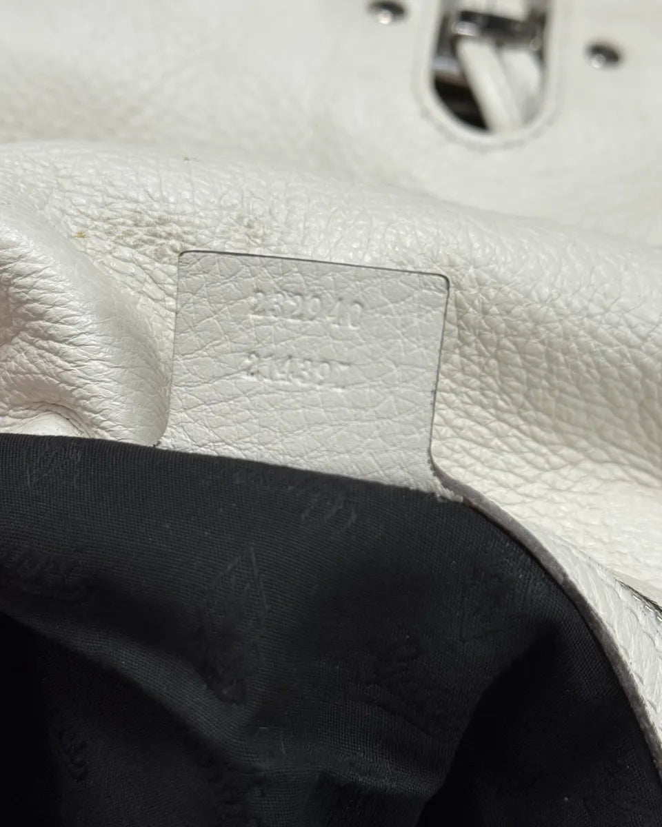 2000s Gucci White Leather Bamboo Claps Handle Bag  WfALTfl 13