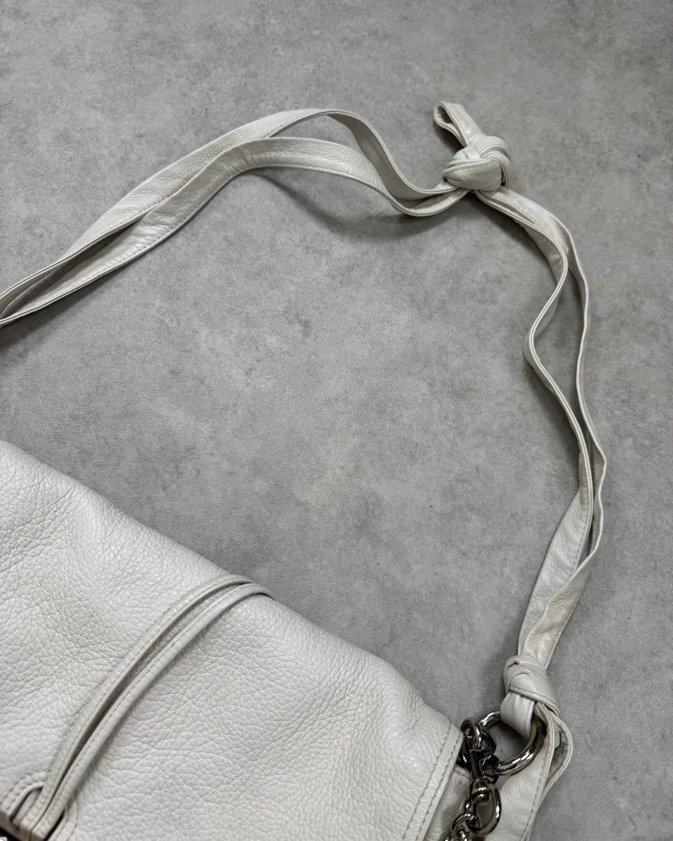 2000s Gucci White Leather Bamboo Claps Handle Bag  WfALTfl 7