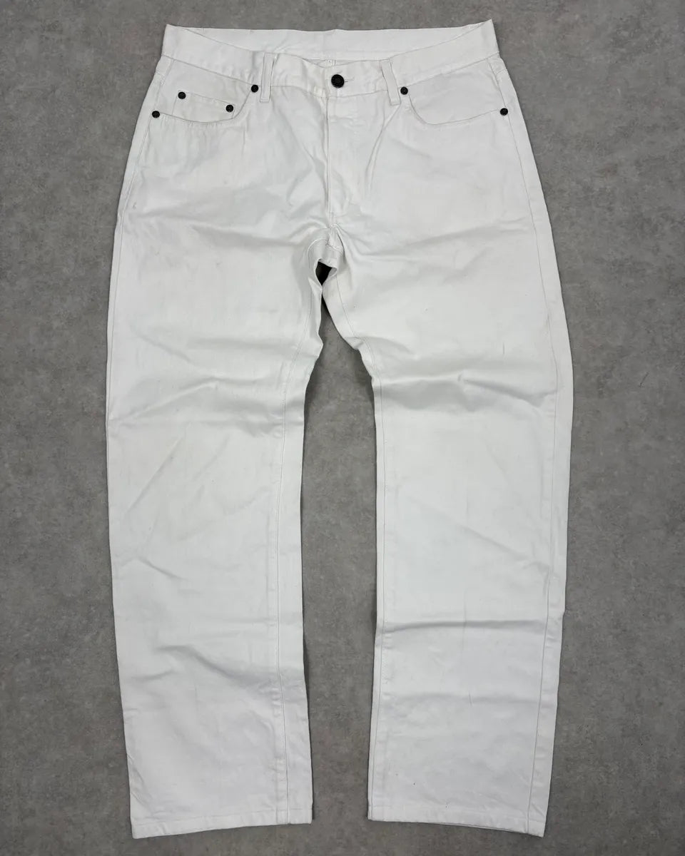 2000s Gucci White Minimalist Denim Jeans QnVeHBS 3