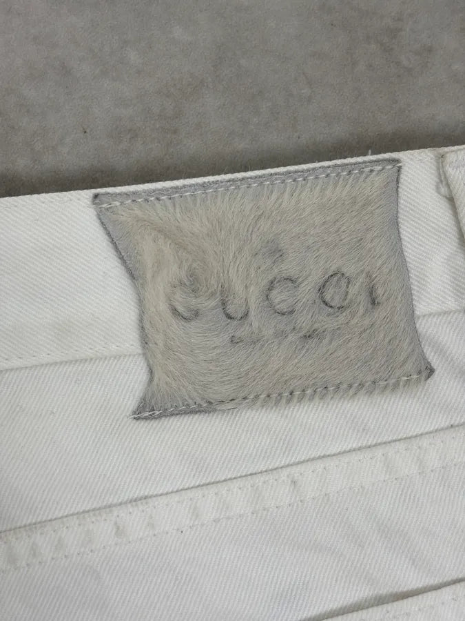 2000s Gucci White Minimalist Denim Jeans QnVeHBS 11