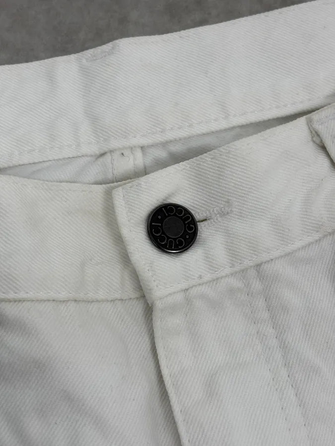 2000s Gucci White Minimalist Denim Jeans QnVeHBS 9