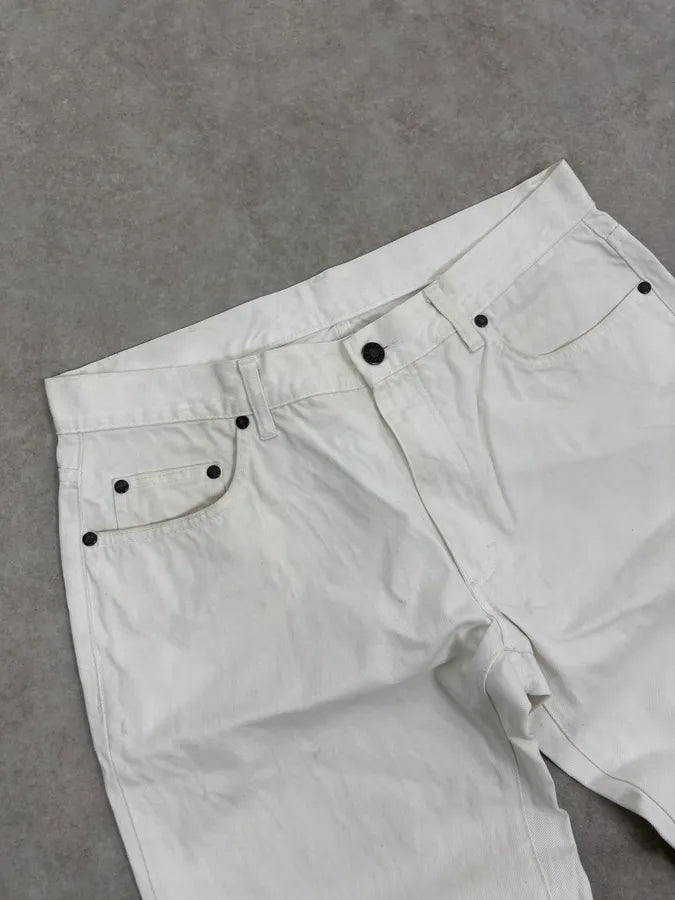 2000s Gucci White Minimalist Denim Jeans QnVeHBS 5