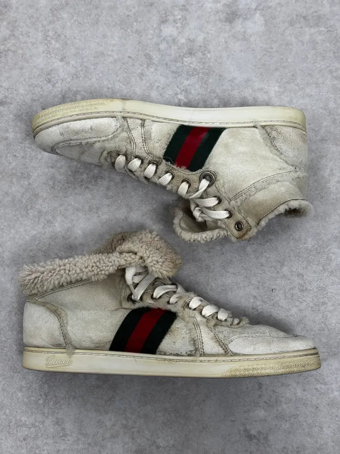 2000s Gucci White Shearling Italian Sneakers NtXSwnG 1