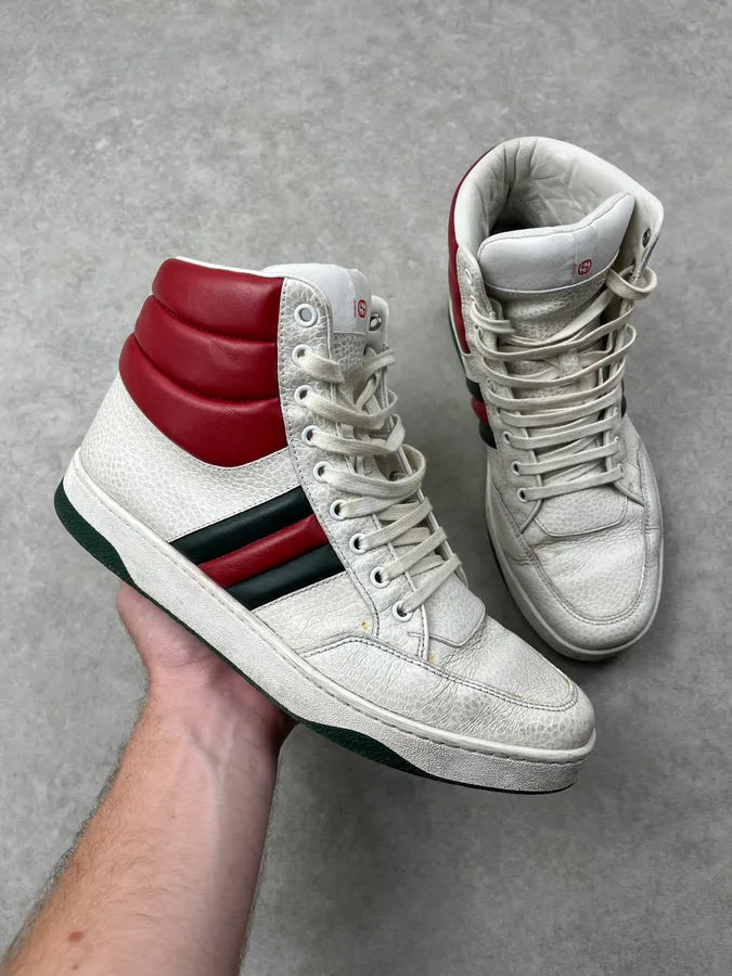2000s Gucci White Signature High Leather Sneakers qbgVGAg 0
