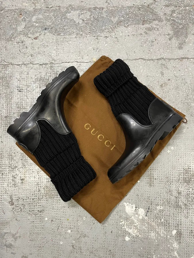 2000s Gucci Wool Hunter Black Boots (38.5eu/us6) CofZhvt 1