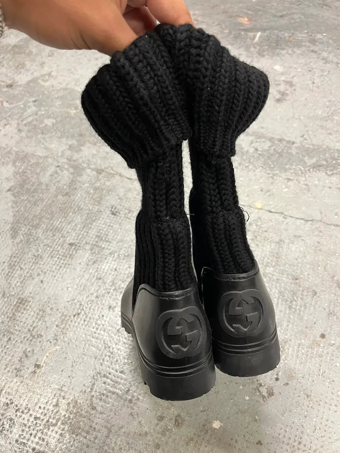 2000s Gucci Wool Hunter Black Boots (38.5eu/us6) CofZhvt 6