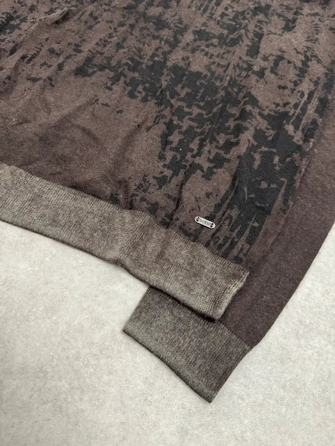 2000s Guess Brown Wool Puzzled Mozaic Sweater lWATaif 5