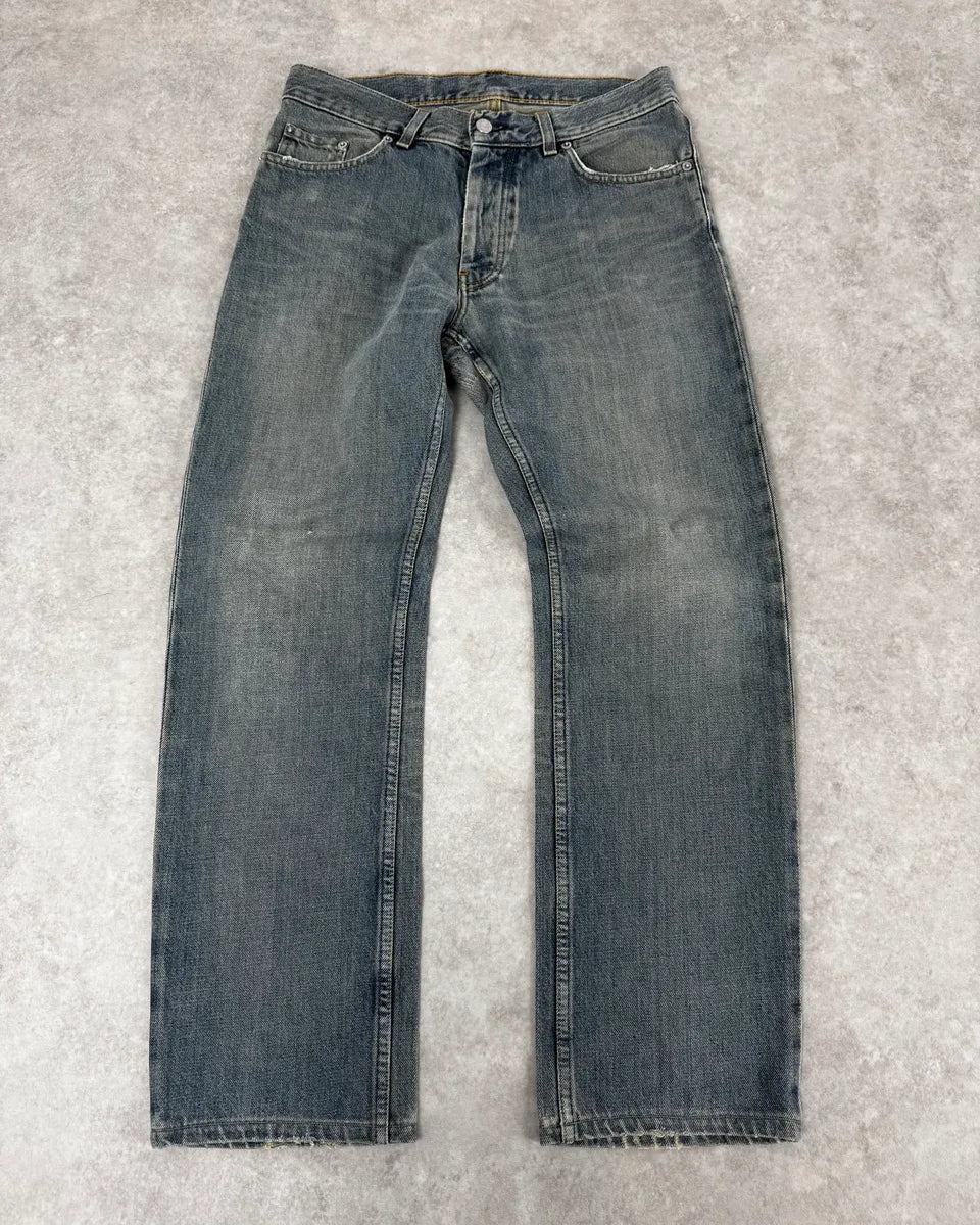 2000s Helmut Lang Blue Vintage Stained Denim Jeans bSVWPCO 0