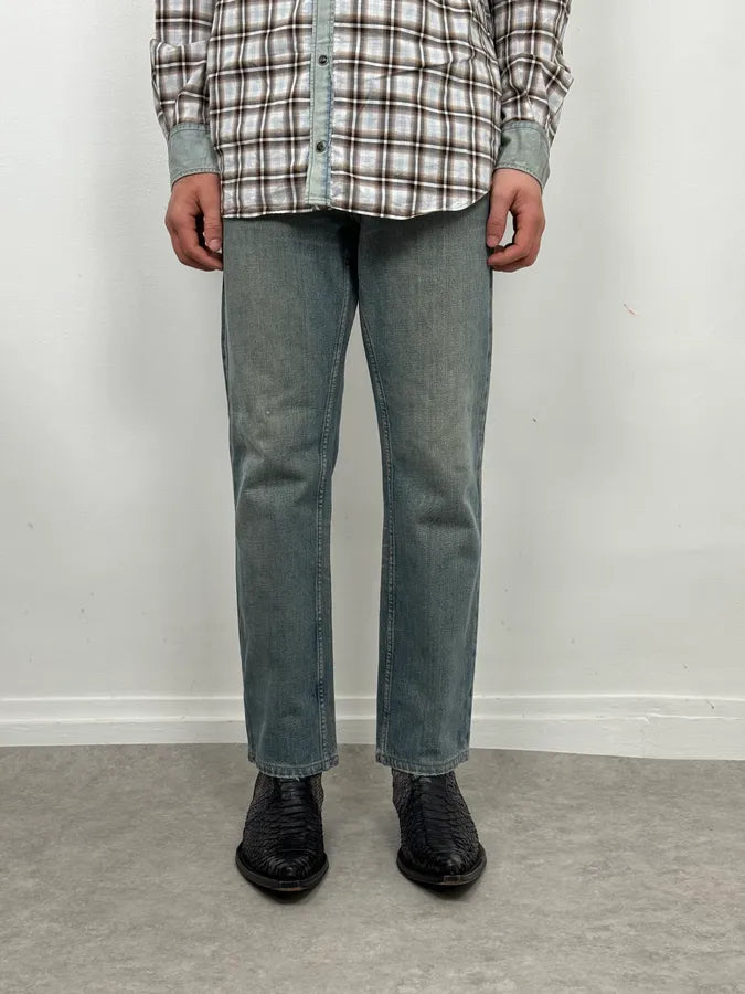 2000s Helmut Lang Blue Vintage Stained Denim Jeans bSVWPCO 1