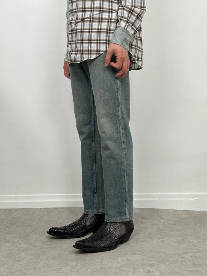 2000s Helmut Lang Blue Vintage Stained Denim Jeans bSVWPCO 2