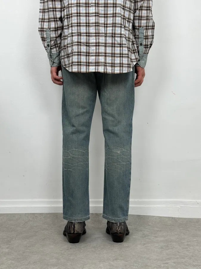 2000s Helmut Lang Blue Vintage Stained Denim Jeans bSVWPCO 3