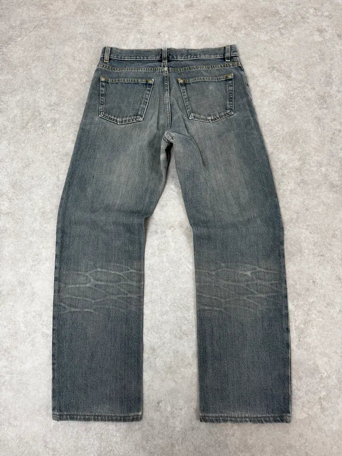 2000s Helmut Lang Blue Vintage Stained Denim Jeans bSVWPCO 4