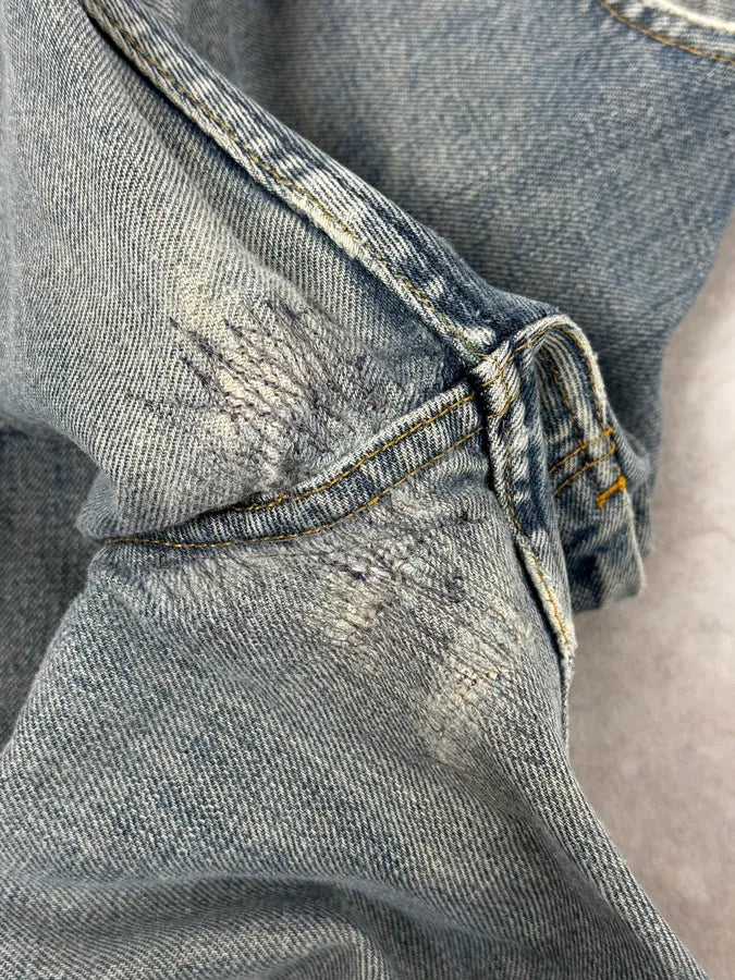 2000s Helmut Lang Blue Vintage Stained Denim Jeans bSVWPCO 9