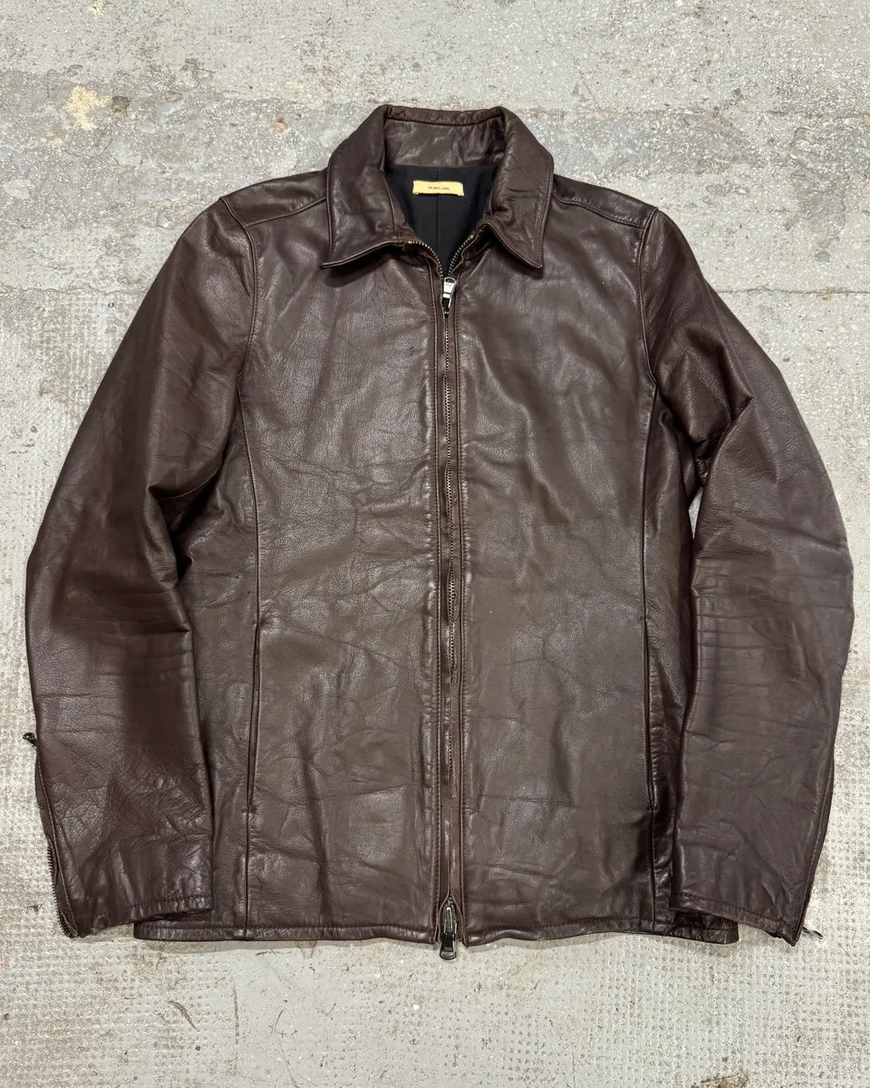 2000s Helmut Lang Brown Biker Leather Jacket (M) RrriBFk 0