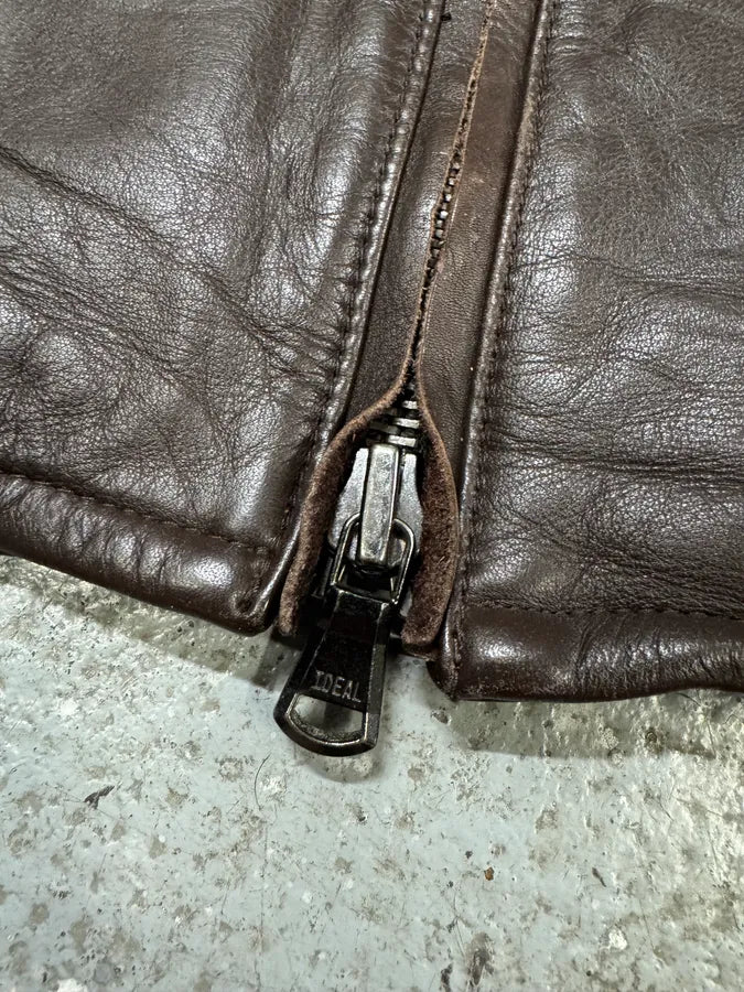 2000s Helmut Lang Brown Biker Leather Jacket (M) RrriBFk 11