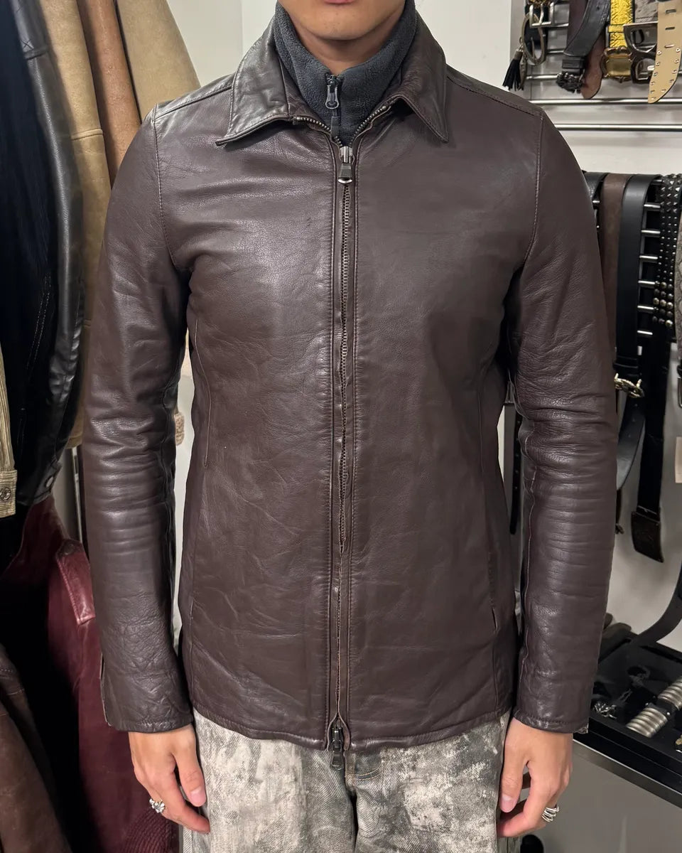 2000s Helmut Lang Brown Biker Leather Jacket (M) RrriBFk 2