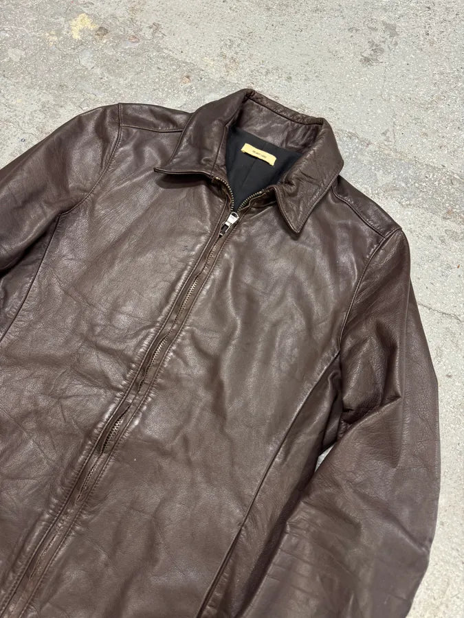 2000s Helmut Lang Brown Biker Leather Jacket (M) RrriBFk 3