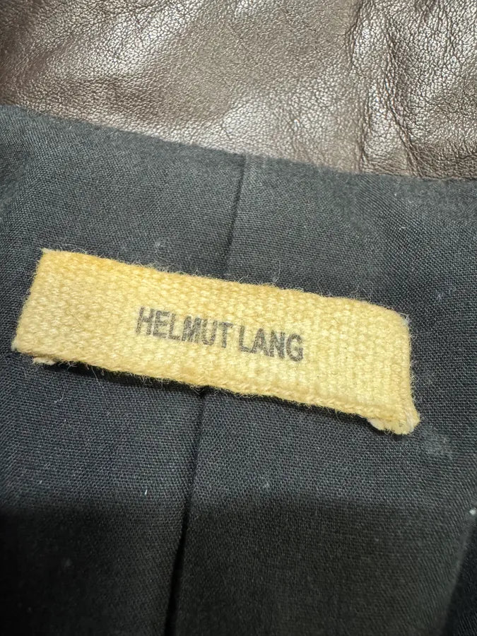 2000s Helmut Lang Brown Biker Leather Jacket (M) RrriBFk 9