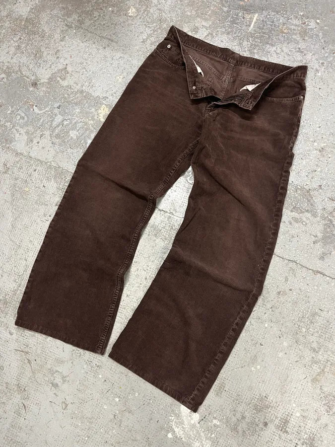 2000s Helmut Lang Brown Corduroy Large Vintage Pants (M) MuEDLFW 5