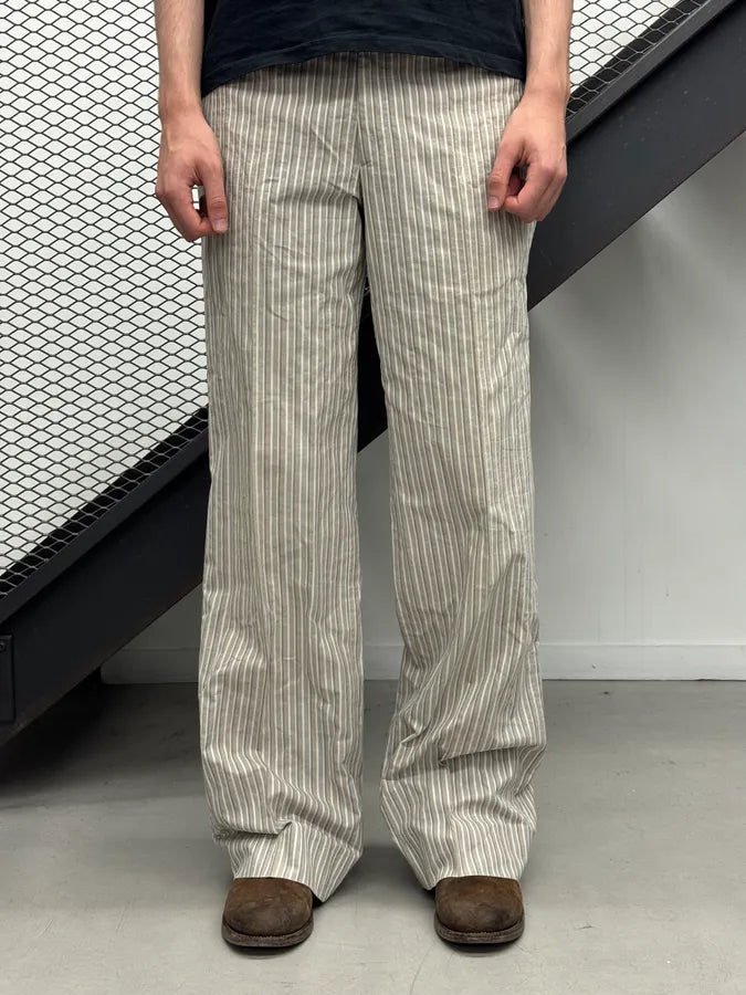 2000s Hermes Beige & White Large Classy Stripes Pants bDOtznZ 0